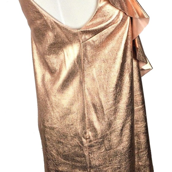 Zara ROSEGOLD METALLIC RUFFLE DRESS - Picture 4 of 8